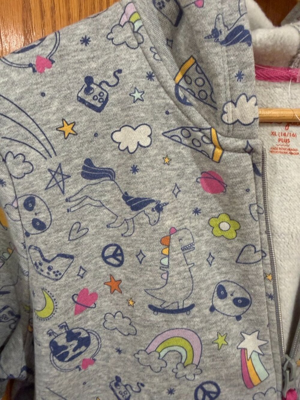 Girl's Cat & Jack XL (14/16) Plus Colorful Doodle Zip-Up Hoodie - Picture 2 of 6